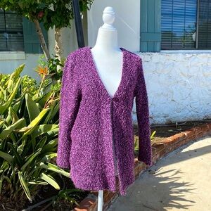 BOHO SHABBY CHIC VINTAGE NUBBY KNIT ONE BUTTON CARDIGAN SWEATER GUC Size…